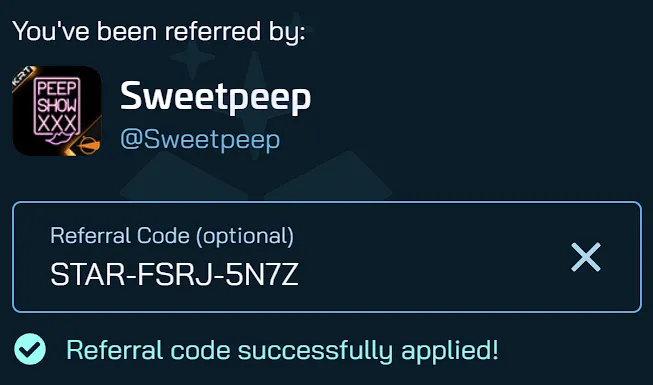 Star Citizen signup form showing the referral code field